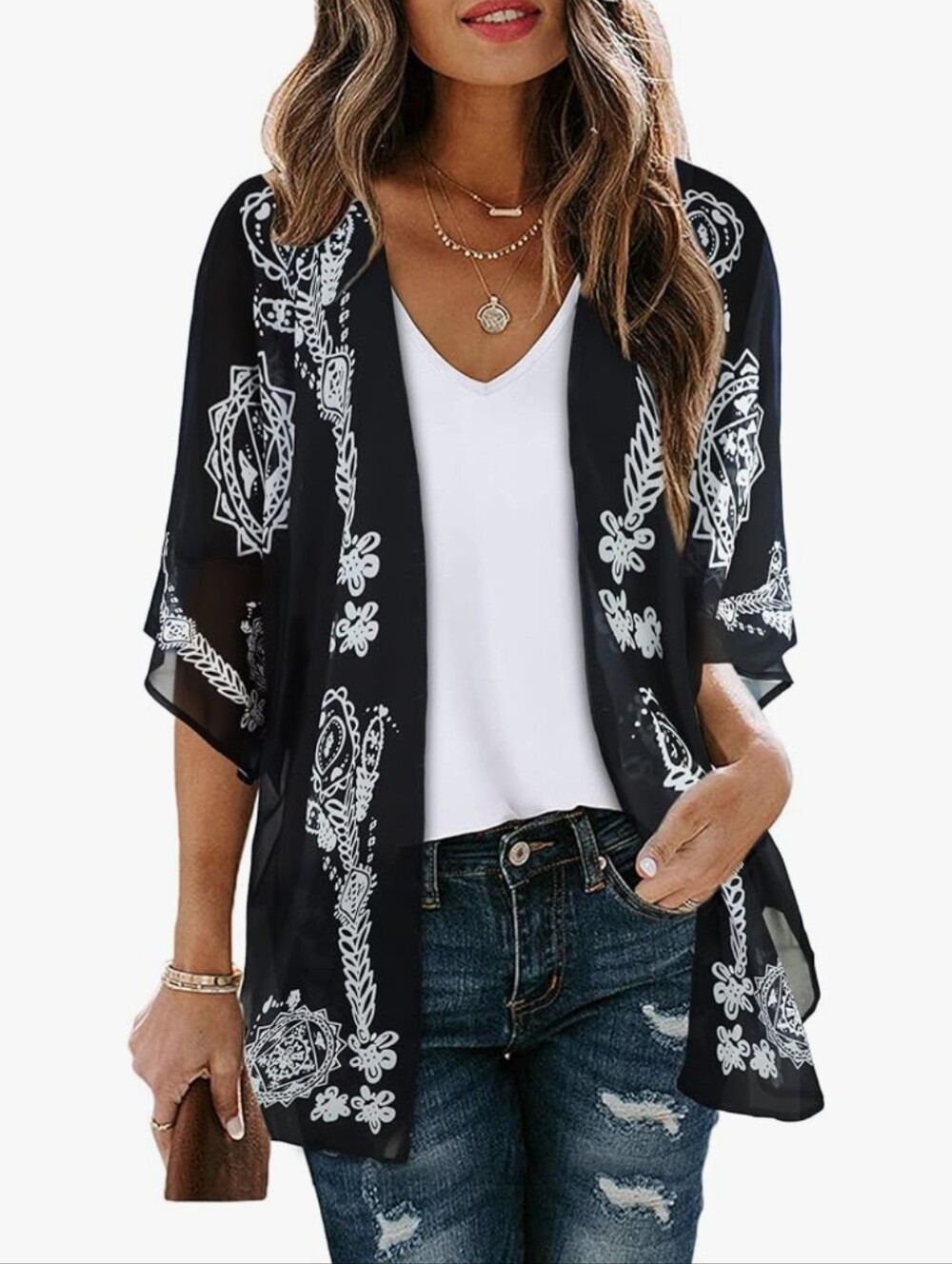 Set of 2 Boutique Mesh Kimonos- Solid & Patterned